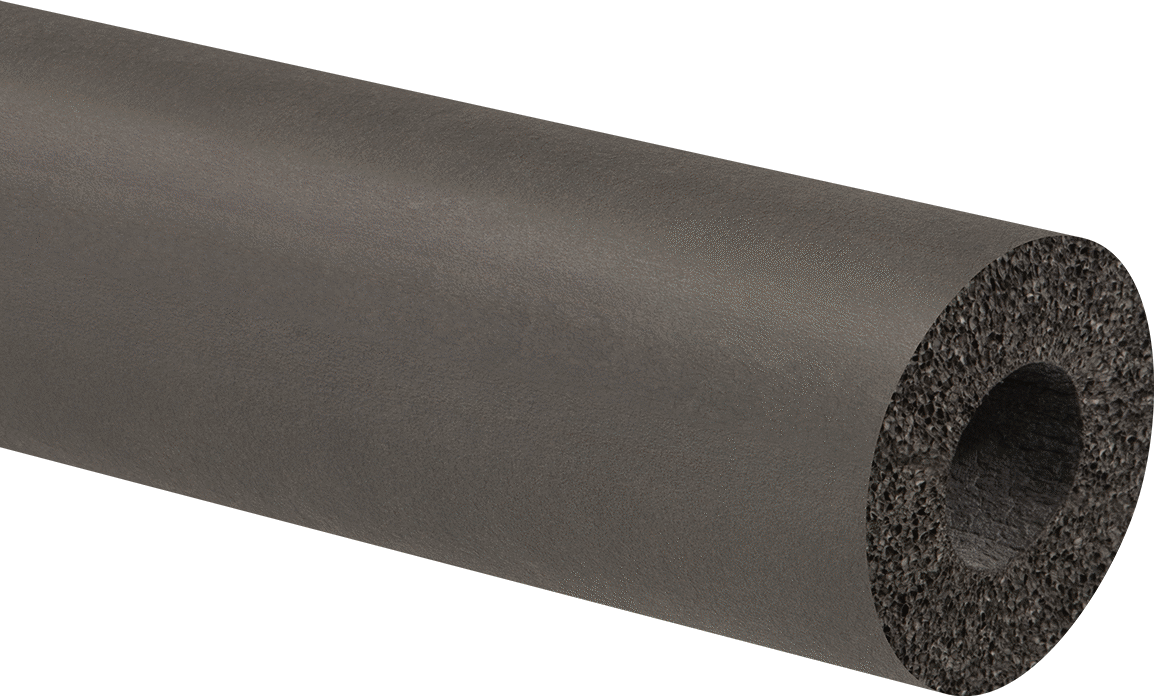 Esnek Kauçuk Köpük Boru Yalıtım Tüpü, Yarık Yok, EPDM, 1/2" Duvar Kalınlığı, 1" ID, 6 Fit Uzunluk