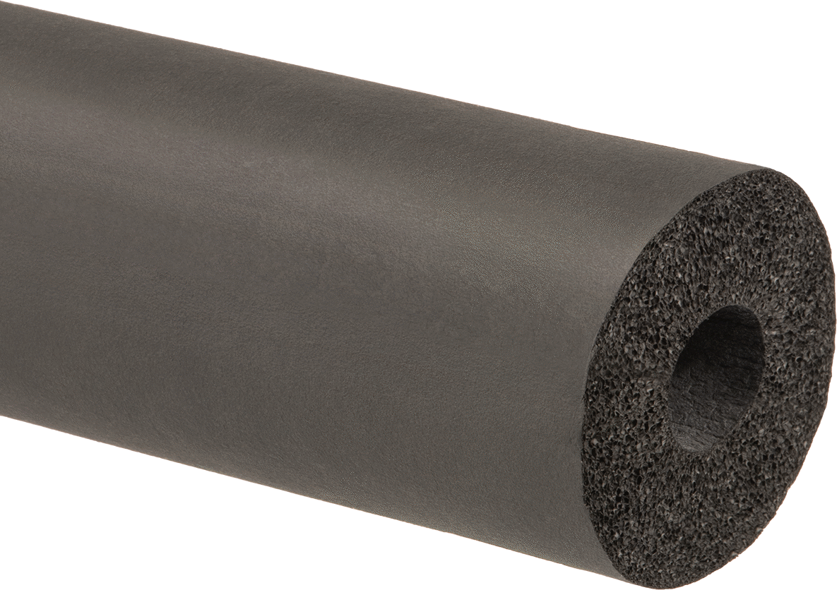 Esnek Kauçuk Köpük Boru Yalıtım Tüpü, Yarık Yok, EPDM, 3/4" Duvar Kalınlığı, 1" ID, 6 Fit Uzunluk