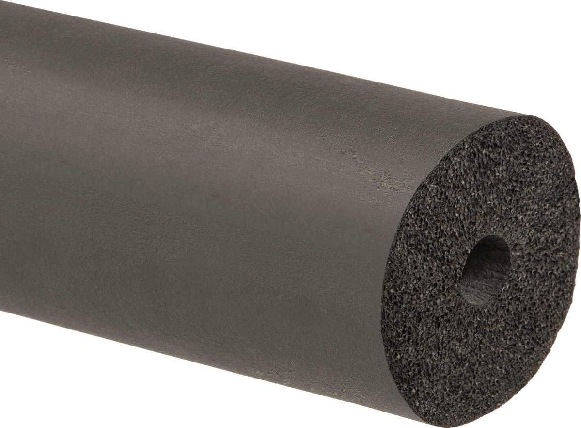 Esnek Kauçuk Köpük Boru Yalıtım Tüpü, Yarık Yok, EPDM, 1" Duvar Kalınlığı, 3/4" ID, 6 Fit Uzunluk