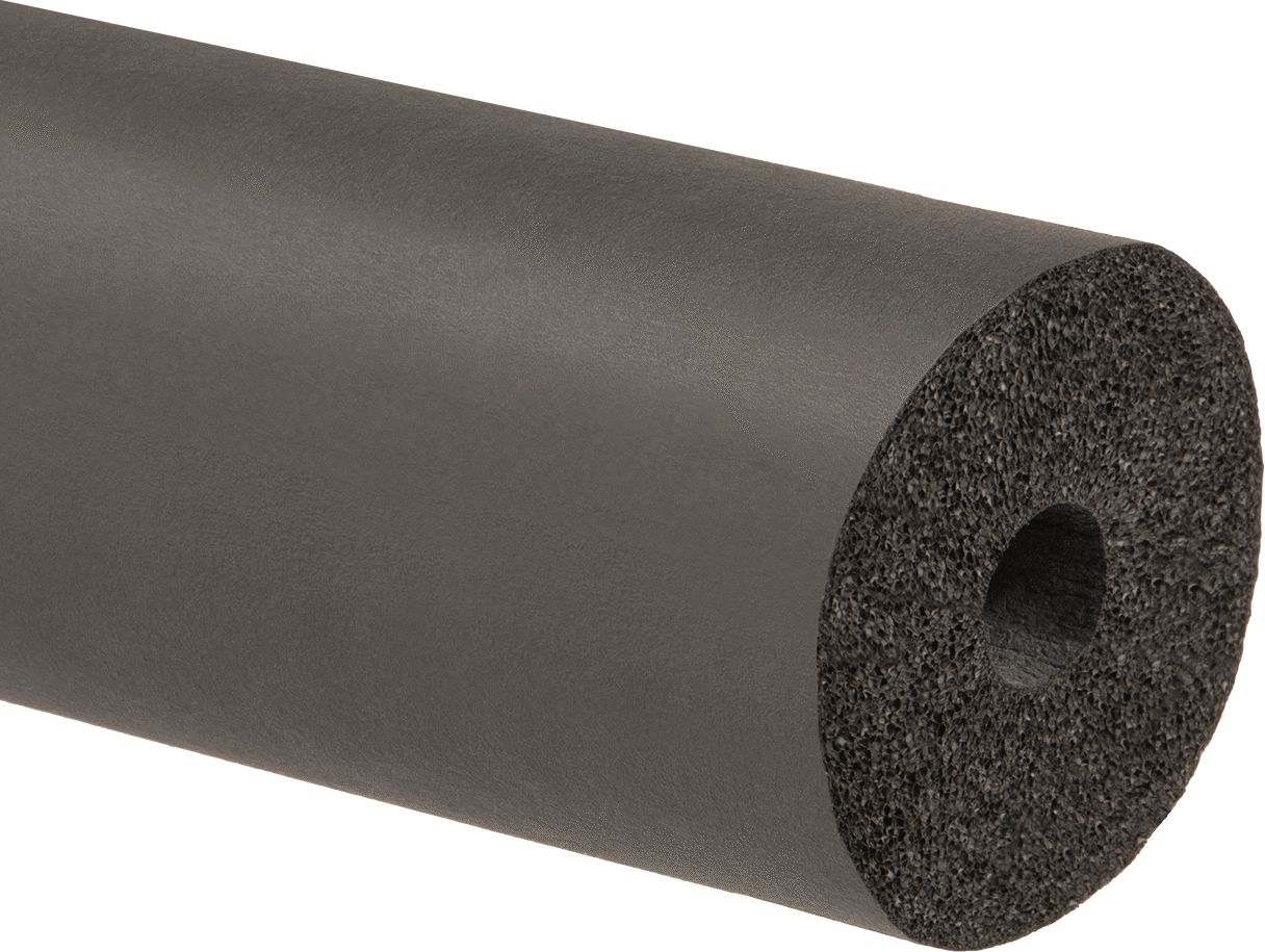 Esnek Kauçuk Köpük Boru Yalıtım Tüpü, Yarık Yok, EPDM, 1" Duvar Kalınlığı, 7/8" ID, 6 Fit Uzunluk