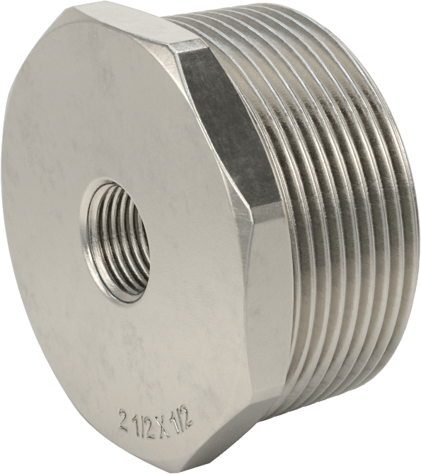 304 Paslanmaz Çelik Dişli Boru Bağlantı Elemanı, Düşük Basınç, Burç Adaptörü, 2-1/2 Erkek x 1/2 Dişi