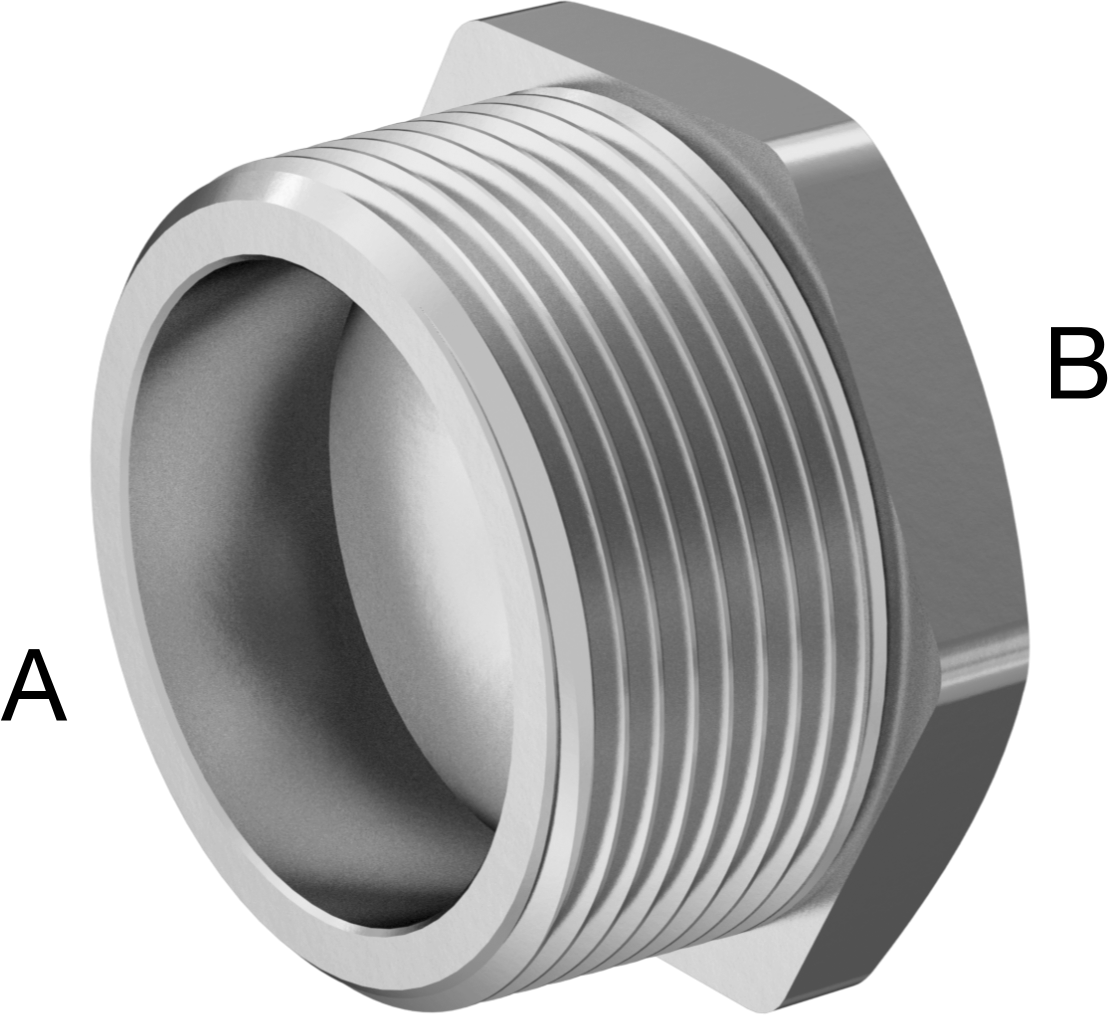 304 Paslanmaz Çelik Dişli Boru Bağlantı Elemanı, Düşük Basınç, Burç Adaptörü, 1-1/2 Erkek x 1/4 Dişi