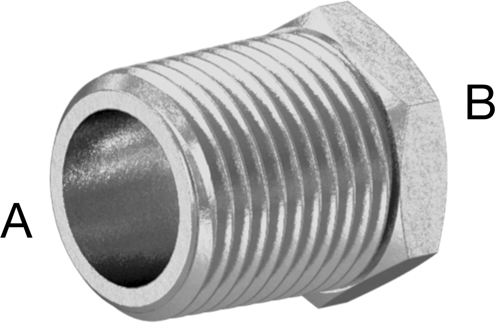 304 Paslanmaz Çelik Dişli Boru Bağlantı Elemanı, Düşük Basınç, Burç Adaptörü, 3/8 Erkek x 1/4 Dişi