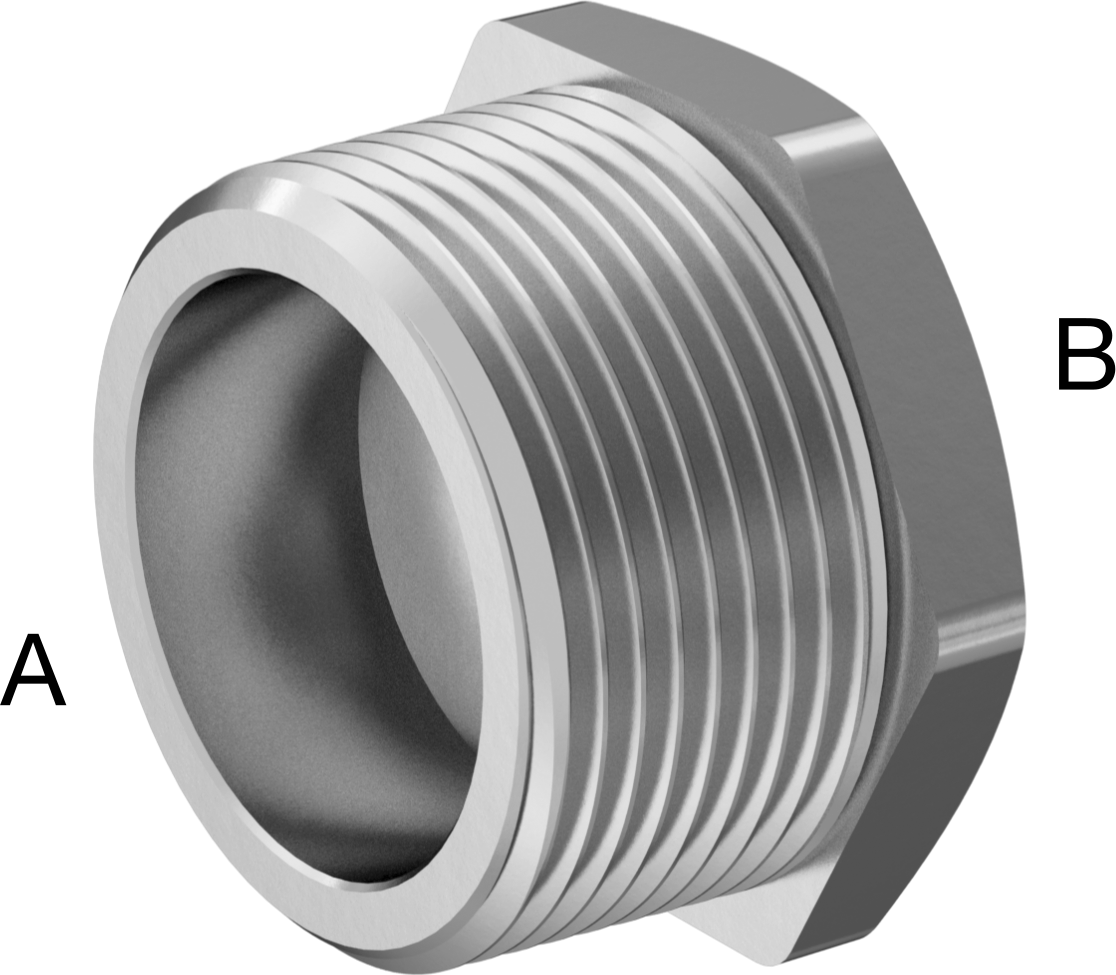 304 Paslanmaz Çelik Dişli Boru Bağlantı Elemanı, Düşük Basınç, Burç Adaptörü, 1-1/4 Erkek x 1/4 Dişi