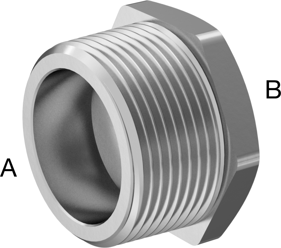 304 Paslanmaz Çelik Dişli Boru Bağlantı Elemanı, Düşük Basınç, Burç Adaptörü, 1-1/4 Erkek x 3/8 Dişi