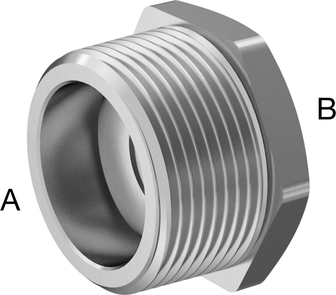 304 Paslanmaz Çelik Dişli Boru Bağlantı Elemanı, Düşük Basınç, Burç Adaptörü, 1-1/4 Erkek x 1/2 Dişi