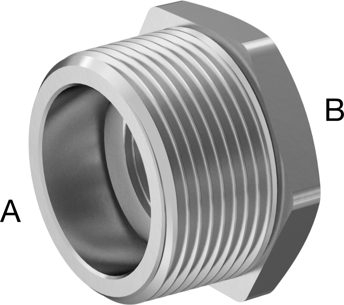 304 Paslanmaz Çelik Dişli Boru Bağlantı Elemanı, Düşük Basınç, Burç Adaptörü, 1-1/4 Erkek x 3/4 Dişi