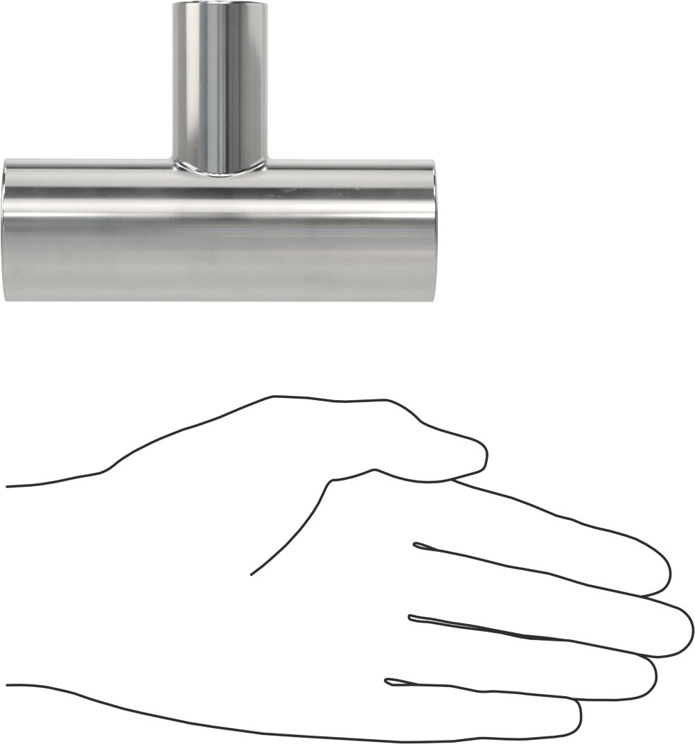 Paslanmaz Çelik Boru için Alın Kaynaklı Bağlantı Parçası, Parlatılmış 304/304L Paslanmaz Çelik T Redüktör, 1-1/2“ x 1” Boru Dış Çapı
