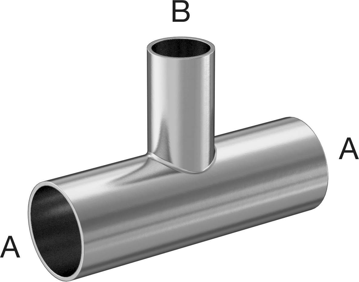 Paslanmaz Çelik Boru için Alın Kaynaklı Bağlantı Parçası, Parlatılmış 304/304L Paslanmaz Çelik T Redüktör, 1-1/2“ x 1” Boru Dış Çapı