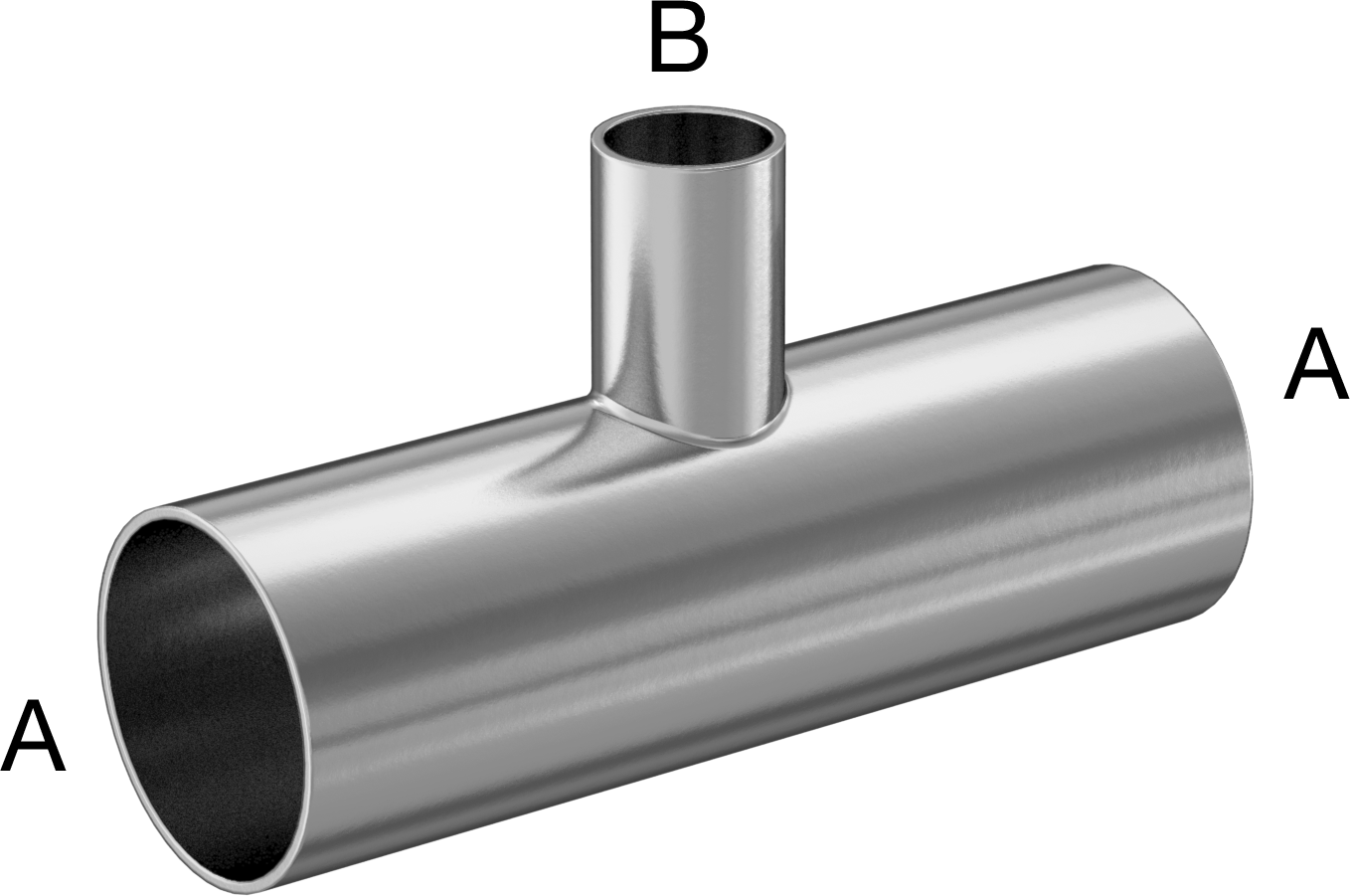 Paslanmaz Çelik Boru için Alın Kaynaklı Bağlantı Parçası, Parlatılmış 304/304L Paslanmaz Çelik T Redüktör, 2“ x 1” Boru Dış Çapı