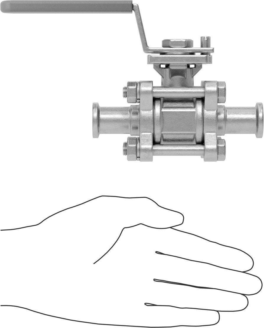Gıda ve İçecek için Açma/Kapama Vanası, Sıhhi Bağlantı Parçaları, PTFE Conta, 3/4" Dış Çaplı Boru için