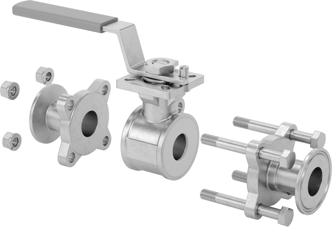 Gıda ve İçecek için Açma/Kapama Vanası, Sıhhi Bağlantı Parçaları, PTFE Conta, 1" Boru Dış Çapı için