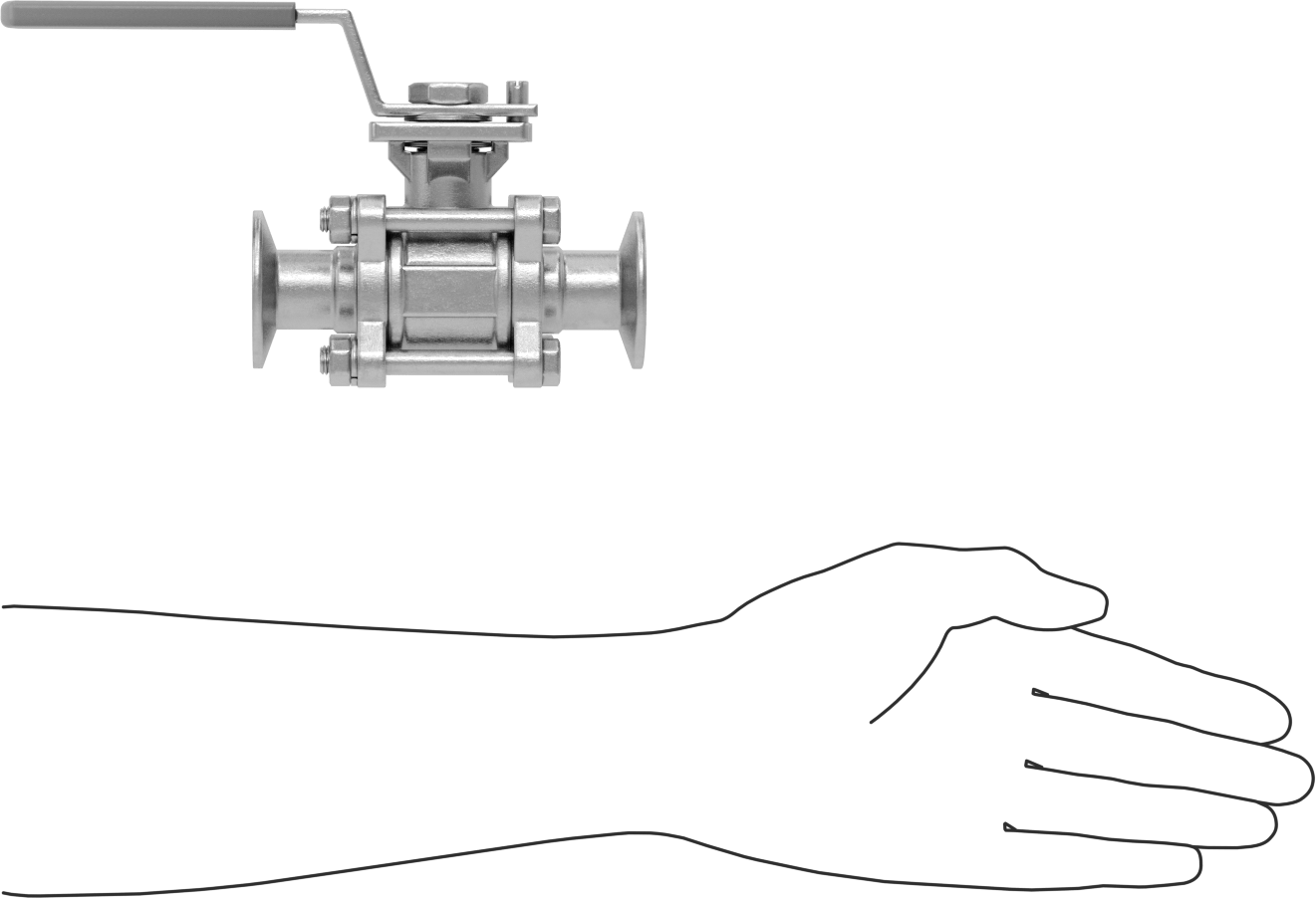 Gıda ve İçecek için Açma/Kapama Vanası, Sıhhi Bağlantı Parçaları, PTFE Conta, 1" Boru Dış Çapı için