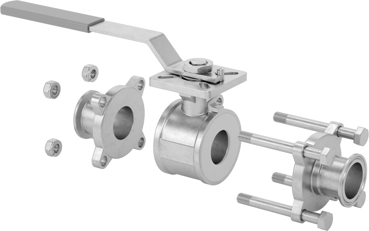Gıda ve İçecek için Açma/Kapama Vanası, Sıhhi Bağlantı Parçaları, PTFE Conta, 1-1/2" Boru Dış Çapı için