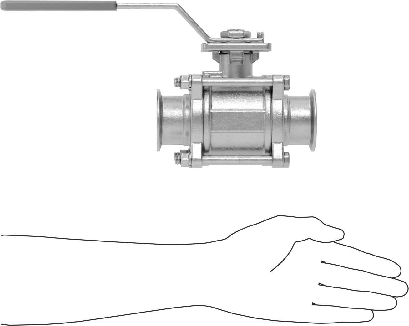Gıda ve İçecek için Açma/Kapama Vanası, Sıhhi Bağlantı Parçaları, PTFE Conta, 2 inç Boru Dış Çapı için