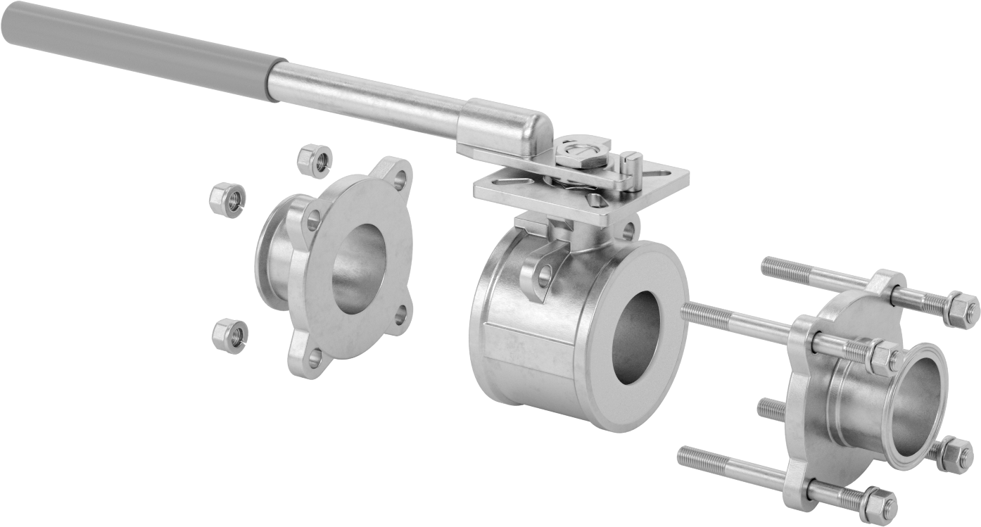 Gıda ve İçecek için Açma/Kapama Vanası, Sıhhi Bağlantı Parçaları, PTFE Conta, 2-1/2" Boru Dış Çapı için