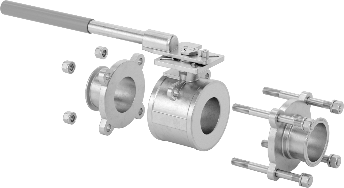 Gıda ve İçecek için Açma/Kapama Vanası, Sıhhi Bağlantı Parçaları, PTFE Conta, 3" Boru Dış Çapı için