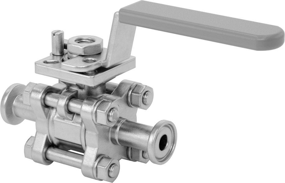 Gıda ve İçecek için Açma/Kapama Vanası, Sıhhi Bağlantı Parçaları, Dolgulu PTFE Conta, 1/2" Boru Dış Çapı için