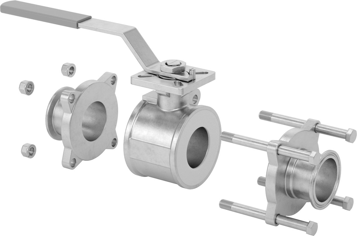 Gıda ve İçecek için Açma/Kapama Vanası, Sıhhi Bağlantı Parçaları, Dolgulu PTFE Conta, 2 inç Boru Dış Çapı için