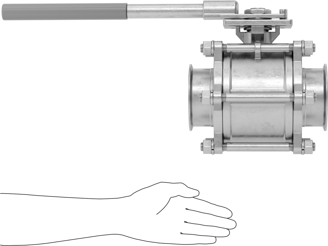 Gıda ve İçecek için Açma/Kapama Vanası, Sıhhi Bağlantı Parçaları, PTFE Conta, 4" Boru Dış Çapı için