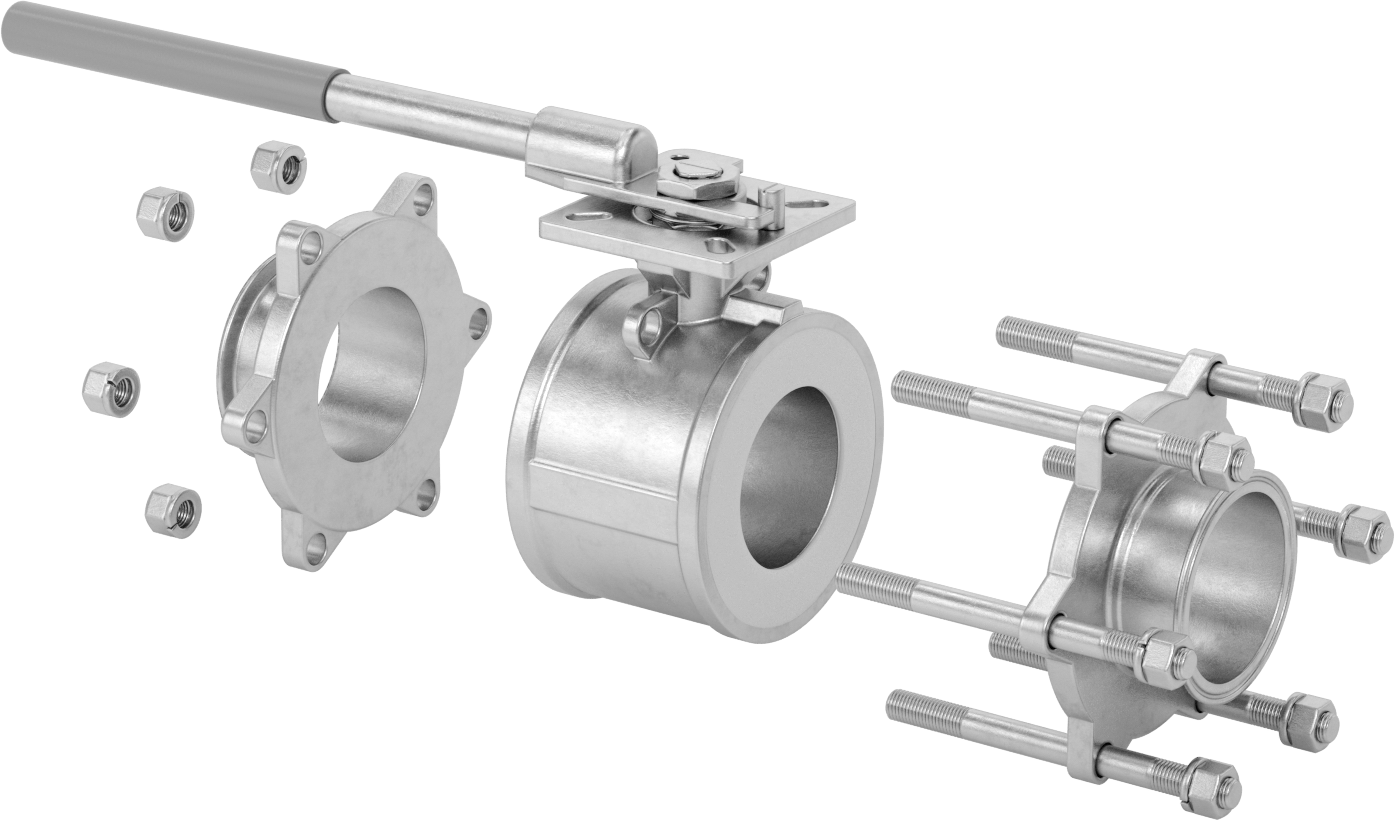 Gıda ve İçecek için Açma/Kapama Vanası, Sıhhi Bağlantı Parçaları, PTFE Conta, 4" Boru Dış Çapı için