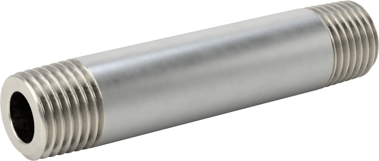 Kalın Cidarlı 316/316L Paslanmaz Çelik Boru Nipeli, Her İki Ucu Dişli, 1/4 Boru Boyutu, 2-1/2" Uzunluk