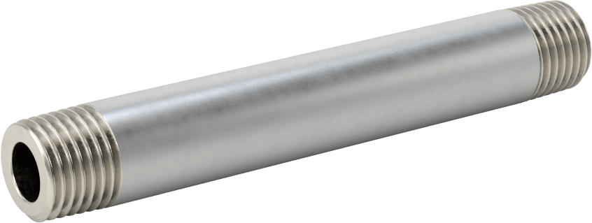 Kalın Cidarlı 316/316L Paslanmaz Çelik Boru Nipeli, Her İki Ucu Dişli, 1/4 Boru Boyutu, 3-1/2" Uzunluk