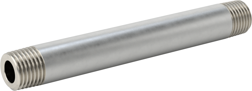 Kalın Cidarlı 316/316L Paslanmaz Çelik Boru Nipeli, Her İki Ucu Dişli, 1/4 Boru Boyutu, 4" Uzunluk