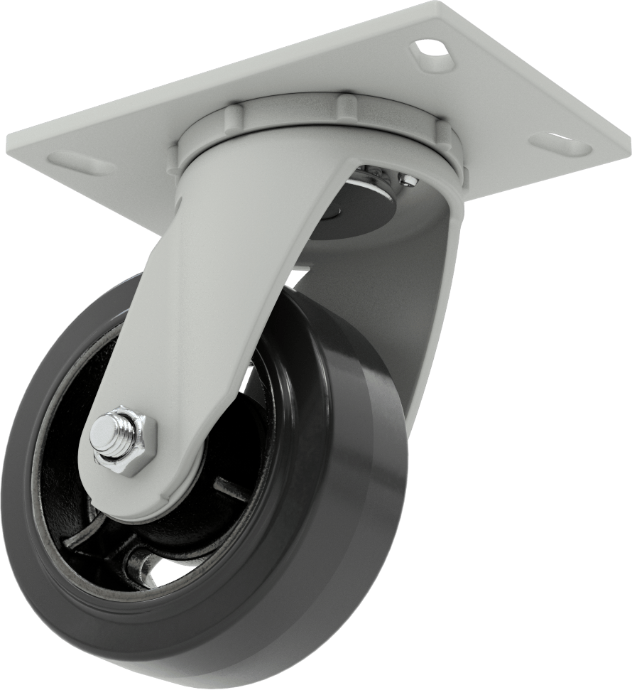 6-1/4“ x 4-1/2” Plakalı Mauler Tekerlek, 5" Çapında Kauçuk Tekerlekli Döner Tekerlek