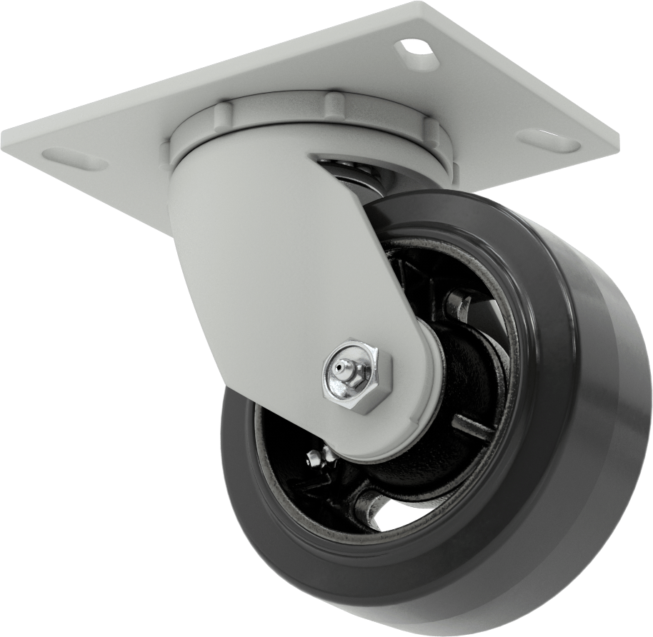 6-1/4“ x 4-1/2” Plakalı Mauler Tekerlek, 5" Çapında Kauçuk Tekerlekli Döner Tekerlek