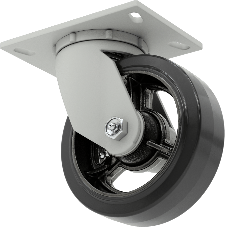 6-1/4“ x 4-1/2” Plakalı Mauler Tekerlek, 6 inç Çapında Kauçuk Tekerlekli Döner Ayak