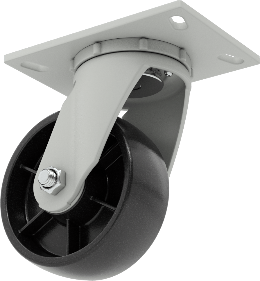 6-1/4“ x 4-1/2” Plakalı Mauler Tekerlek, 5" Çaplı Polipropilen Tekerlekli Döner Tekerlek