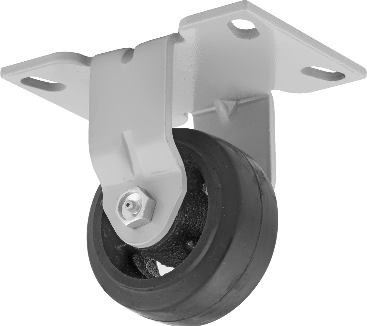 6-1/4“ x 4-1/2” Plakalı Mauler Tekerlek, 4 inç Çapında Kauçuk Tekerlekli Sert