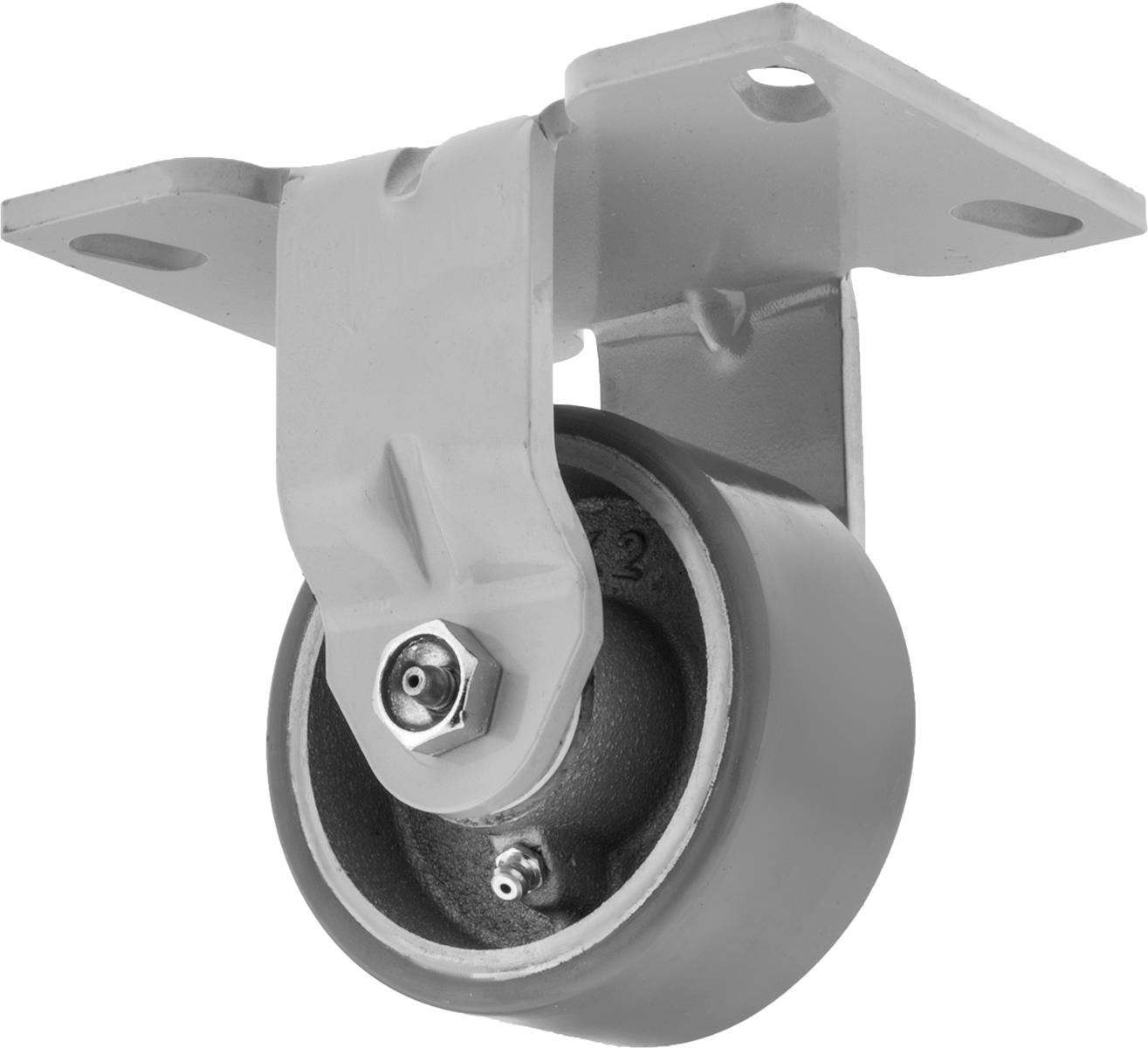6-1/4“ x 4-1/2” Plakalı Mauler Tekerlek, 4 inç Çapında Poliüretan Tekerlekli Sabit