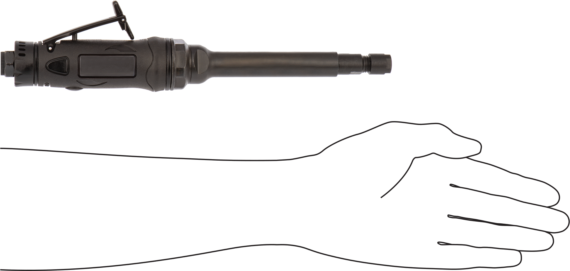 Uçlar ve Frezeler için Havalı Düz Die Grinder, Hafif Hizmet, 22000 rpm Maksimum Hız, 3/10 hp