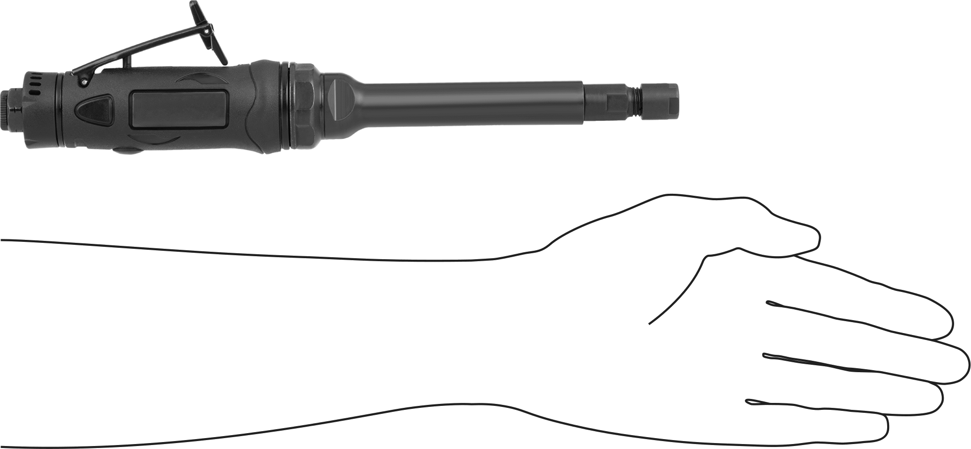 Uçlar ve Frezeler için Havalı Düz Die Grinder, Hafif Hizmet, 18000 rpm Maksimum Hız, 1/2 hp