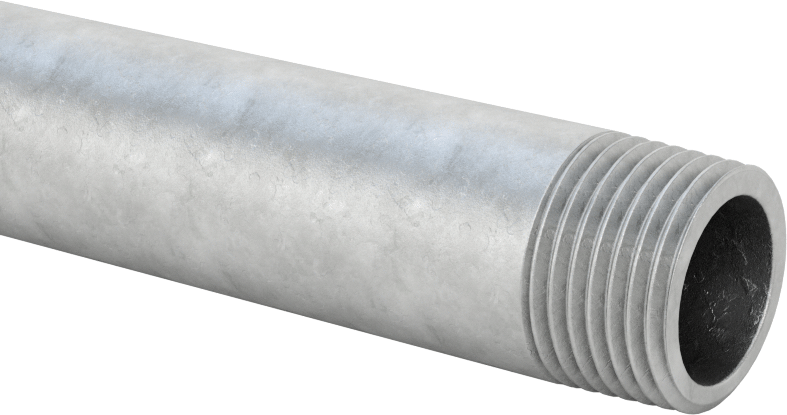 Standart Cidarlı Galvanizli Çelik Boru, Her İki Ucu Dişli, 3/8 NPT, 24 inç Uzunluk
