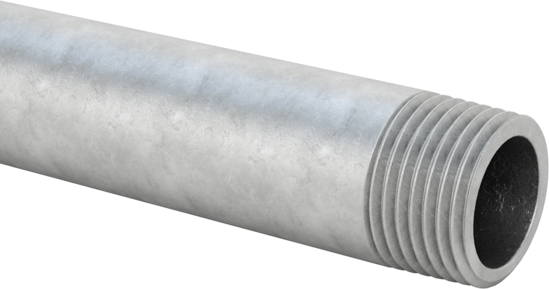 Standart Cidarlı Galvanizli Çelik Boru, Her İki Ucu Dişli, 3/8 NPT, 48 inç Uzunluk