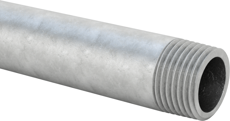 Standart Cidarlı Galvanizli Çelik Boru, Her İki Ucu Dişli, 3/8 NPT, 72 inç Uzunluk
