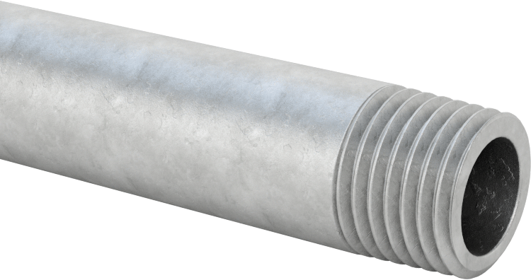 Standart Cidarlı Galvanizli Çelik Boru, Her İki Ucu Dişli, 1/4 NPT, 14" Uzunluk