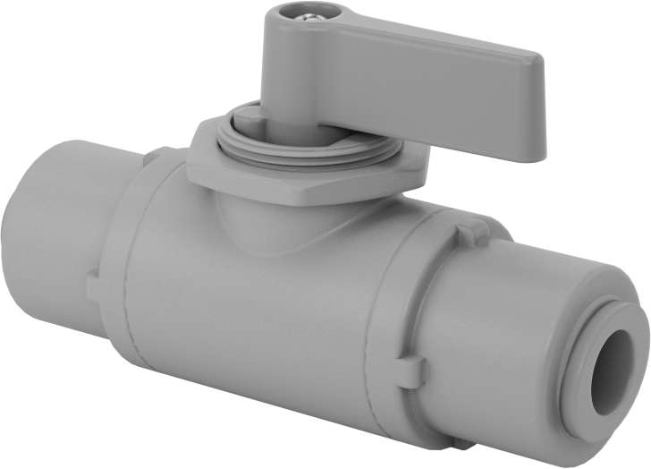 İçme Suyu için Açma/Kapama Vanası, PVC, 5/16" Dış Çaplı Tüp için Push-to-Connect, 2-5/8" Uzunluk