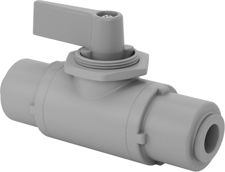 İçme Suyu için Açma/Kapama Vanası, PVC, 5/16" Dış Çaplı Tüp için Push-to-Connect, 2-5/8" Uzunluk
