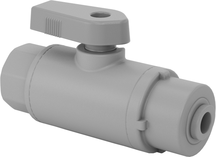 İçme Suyu için Açma/Kapama Vanası, PVC, 1/4 NPT Dişi x 1/4" Boru Dış Çapı için Push-to-Connect