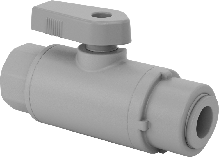 İçme Suyu için Açma/Kapama Vanası, PVC, 1/4 NPT Dişi x 3/8" Boru Dış Çapı Push-to-Connect