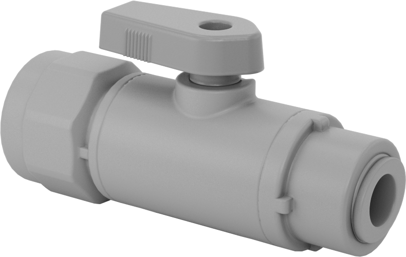 İçme Suyu için Açma/Kapama Vanası, PVC, 1/2 NPT Dişi x 3/8" Boru Dış Çapı Push-to-Connect