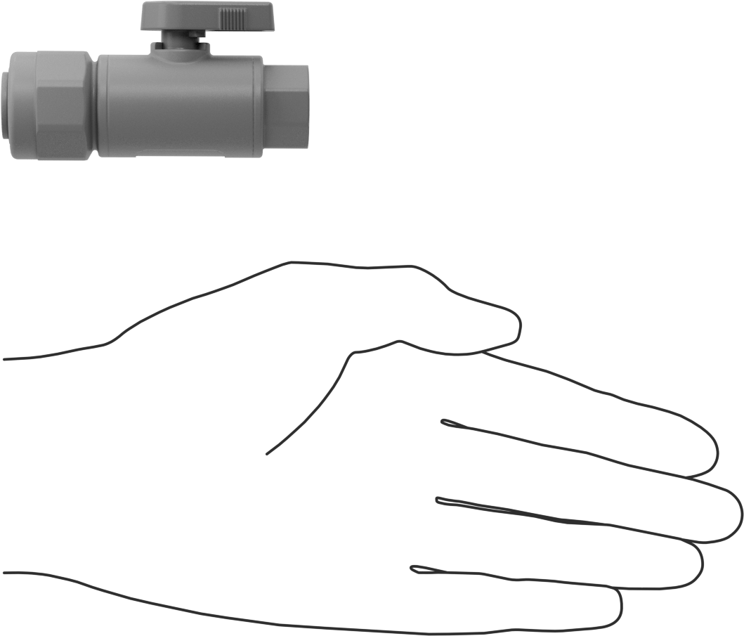 İçme Suyu için Açma/Kapama Vanası, PVC, 1/4 NPT Dişi x 1/2" Boru Dış Çapı Push-to-Connect