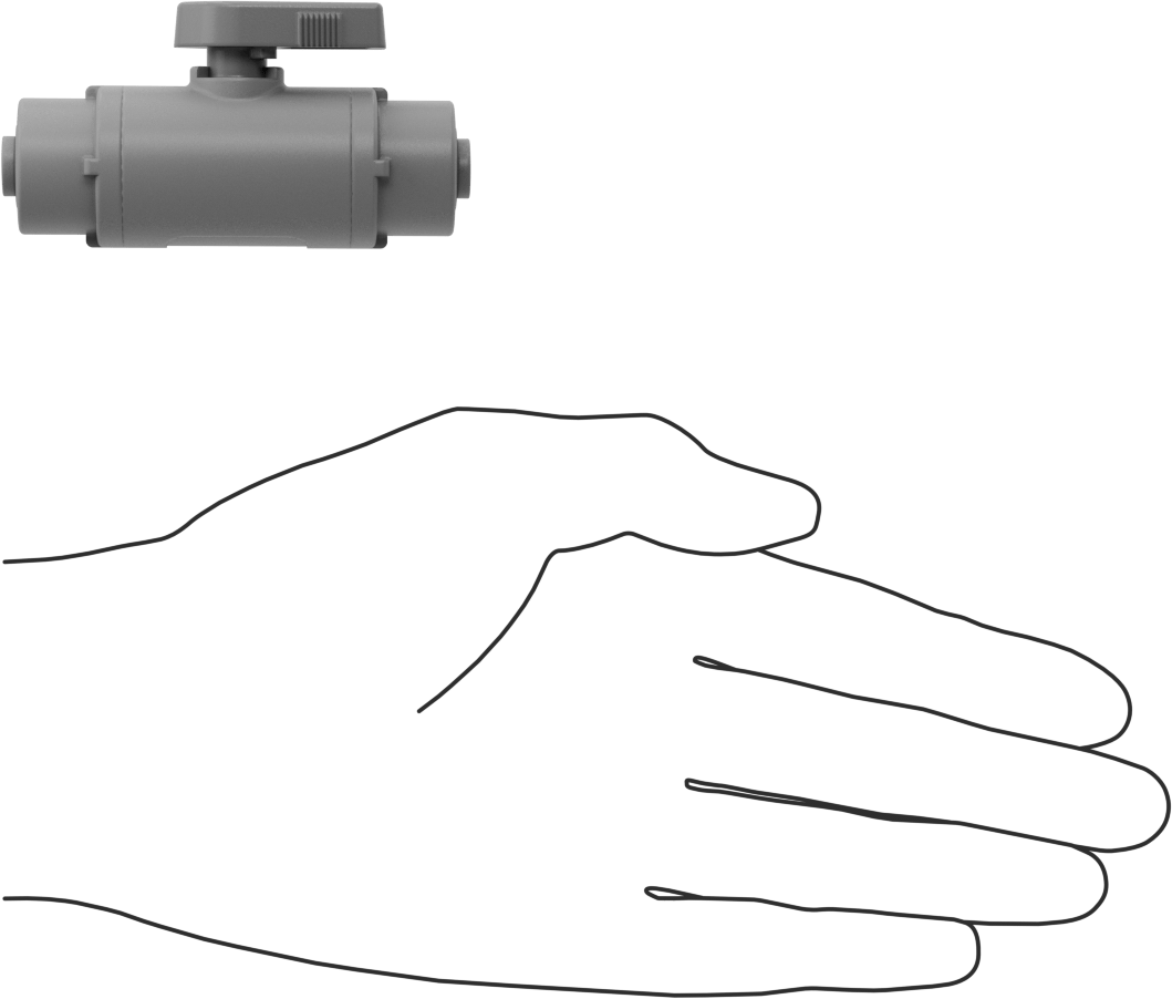 İçme Suyu için Açma/Kapama Vanası, PVC, 1/4" Boru Dış Çapı Push-to-Connect için, 2-7/8" Uzunluk