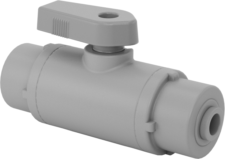 İçme Suyu için Açma/Kapama Vanası, PVC, 1/4" Boru Dış Çapı Push-to-Connect için, 2-7/8" Uzunluk