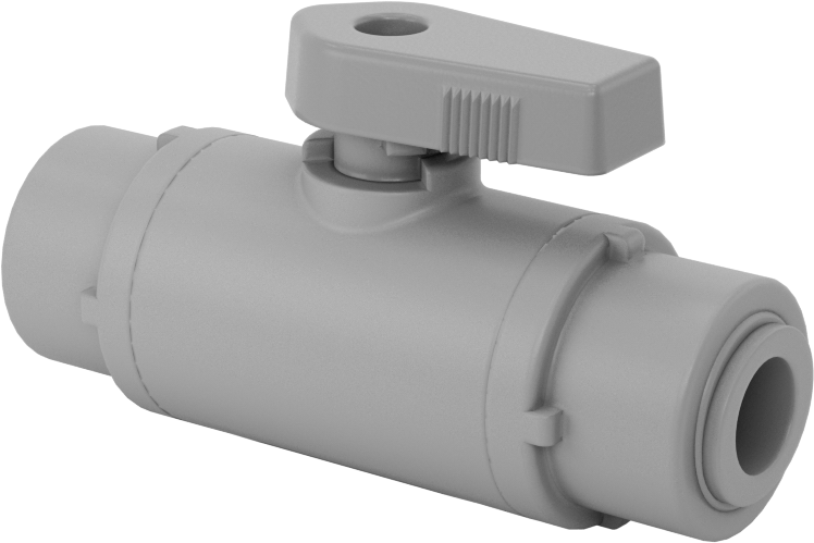 İçme Suyu için Açma/Kapama Vanası, PVC, 3/8" Dış Çaplı Tüp için Push-to-Connect, 2-13/16" Uzunluk