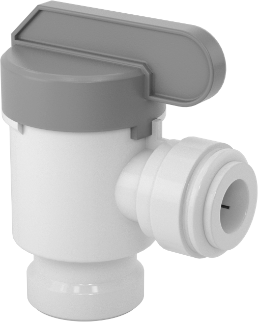 İçme Suyu için Açma/Kapama Vanası, Polipropilen Dirsek, 1/4" NPTF Dişi, 3/8" Boru Push-Connect